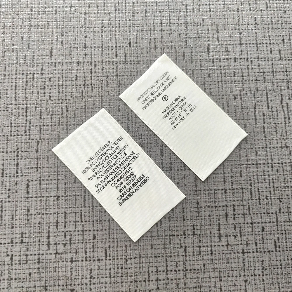 Custom Eco-Friendly Stitch Hand Tear Care Labels with Printed Logo