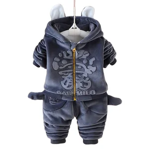 Autumn Winter Fashion Comfortable Cute Little Monkey Printed Long Sleeve Kids Boys Clothing Sets in Hot Selling