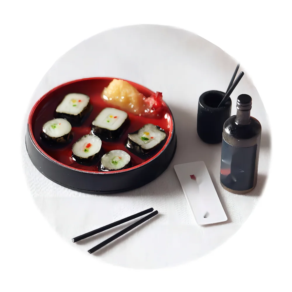 Имитация японской кухни Набор Суши винные модели для кукольного домика аксессуары еда игрушки миниатюры