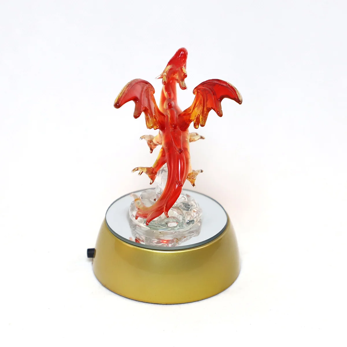 Glass decor supplier battery operated lighting up glass dragon home table ornament