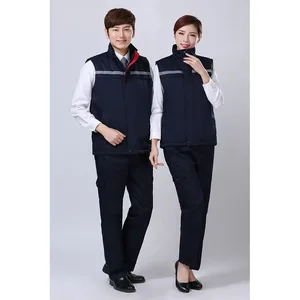 Unisex Work Uniform Vest Outdoor Cotton Polyester Winter Working Vest With Reflective Tapes