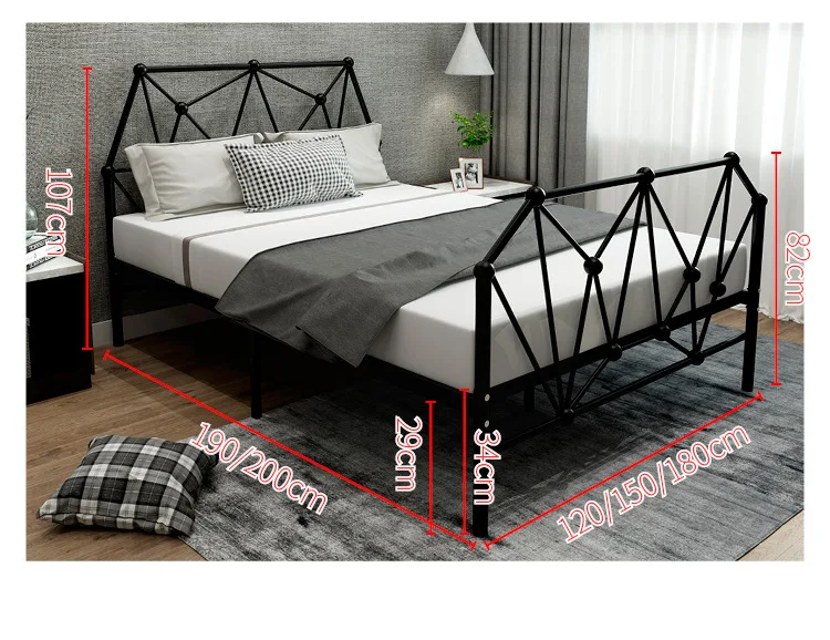 Queen Size Metal Bed Children Bedroom Wood Slats Metal Type Frame Kids Bed Boys for Kids House Bed