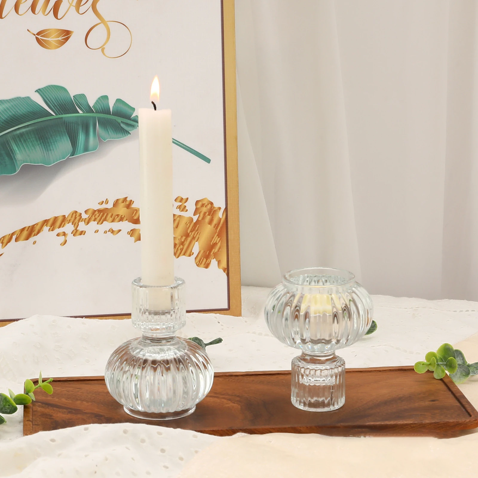 product newest crystal glass candle holder for candlestick wedding home decoration table suitable for both sides candle holders-6