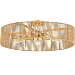 Modern Bohemian Natural Rattan Chandelier Exclusive Cross-Border Design for Home E26 Base Pendant Light for Porch Corridor