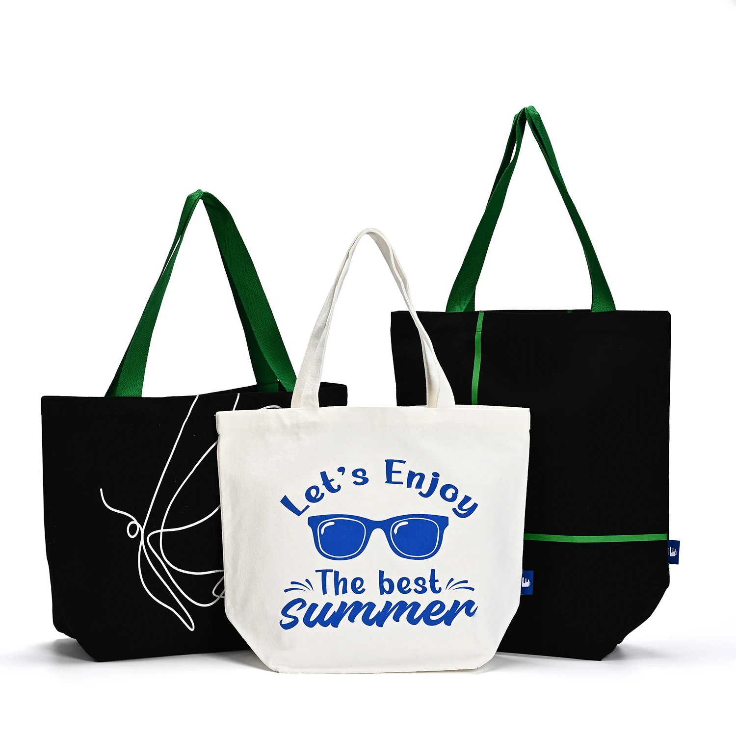 Recycled Cute Fashion Cotton  Women Shoulder Bag With Design Large Reusable Daily Carrying for Work Shopping Cotton Handbag details