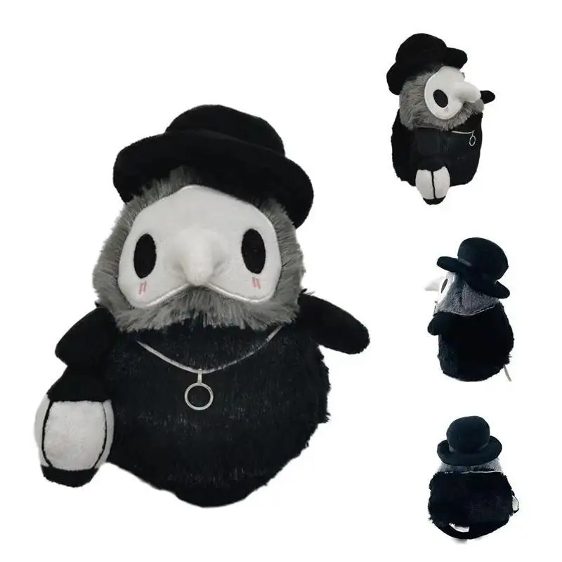 2025 20cm Halloween relleno negro blanco Cuervo enfermera Plushie