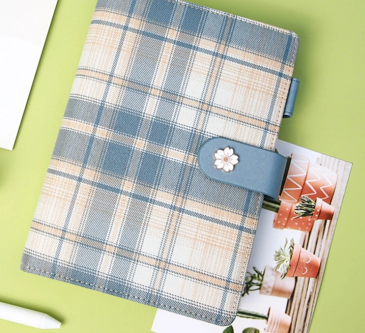 Hot Trend Cloth Knitted Plaid Cover Japanese Handbook Notebook Buckle Notebook Ins Style Horizontal Line Book Diary