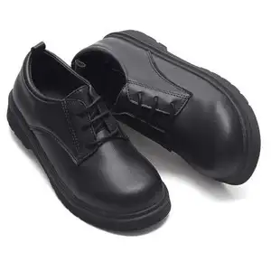 Babyhappy Factory Custom Wholesale Children School Performance Kids Boy Leather Black Student School Shoes