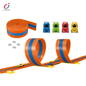 Chengji Toy Racing Cars on Track DIY Three Sided Double Ring 3 Power Car Catapult Race Car Flexible Race Track Double Kids