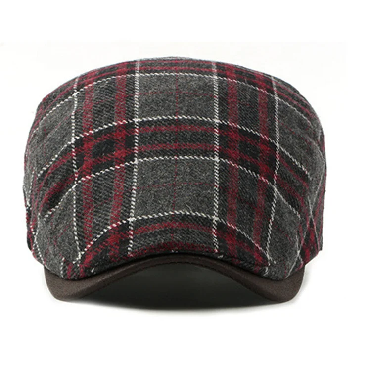 Зимний теплый модный мужской берет в клетку для повседневной жизни и