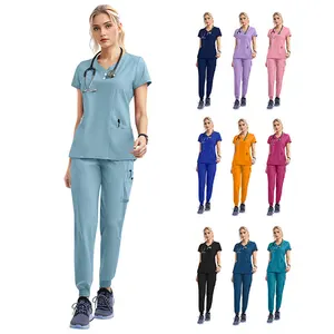Wholesale Custom Logo Fashionable Women Scrubs Uniforms Sets Medical Hospital Uniforms Doctor Nurse Scrubs