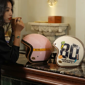 Cyril Dot Certified Retro Open Face Scooter Helmet - Oem