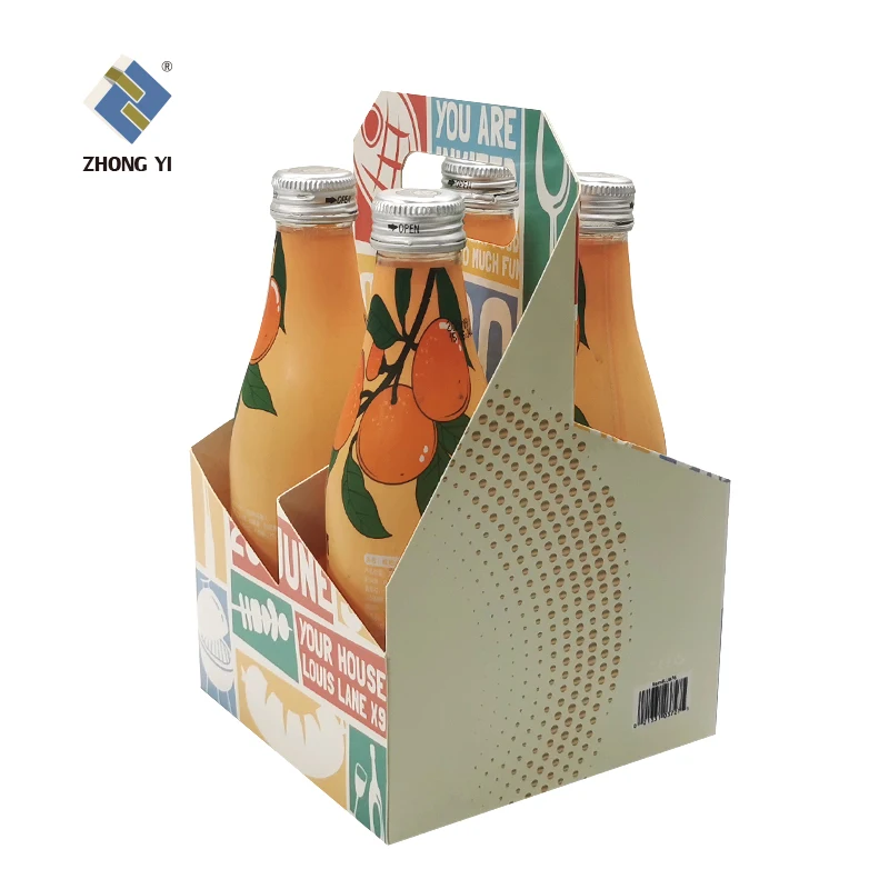 Custom Printed Cardboard 6 Pack Bottle Beer Carrier Box