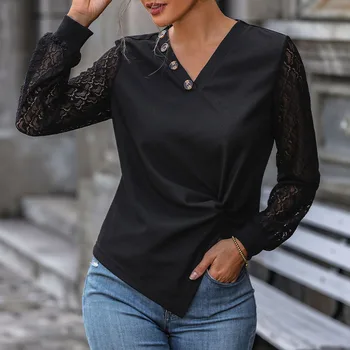 Amazon 2024 Spring New Fashion European and American Women's Black Long Sleeve Knit Top