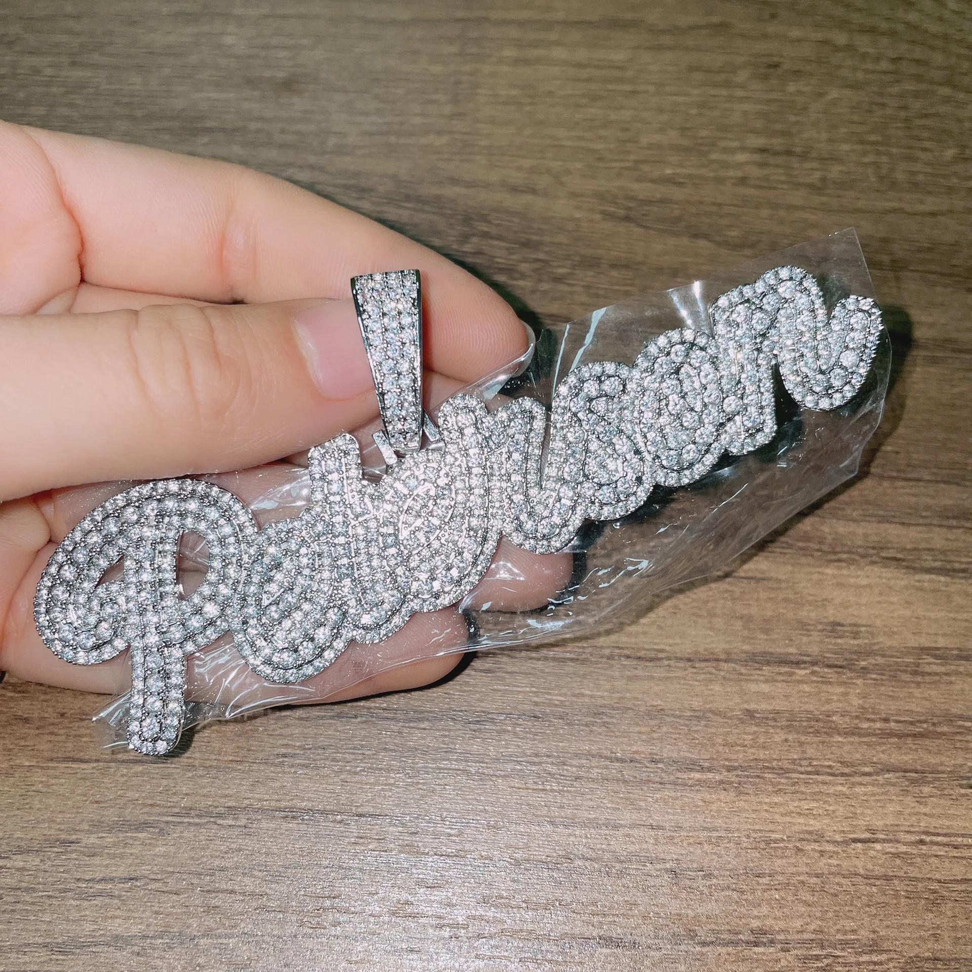 Customizable Name Necklace Pendant Chain Pink Hiphop Personalized Jewelry Gold CZ Custom Brush Cursive Letter Zircon Brass