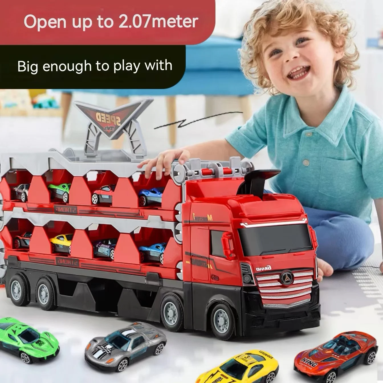 Kids Big Size Truck Toy Foldable Extending Freewheeling Car With 24pc ...