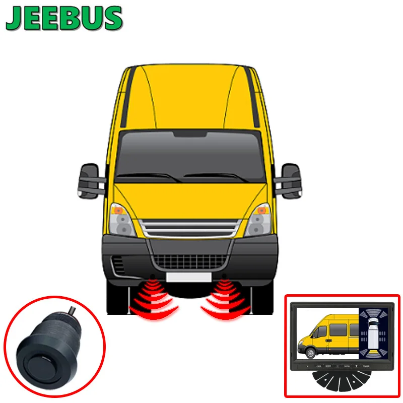 DHL UPS Fedex Van Backup Camera with 8PCS Parking Sensors  Radar Detector Monitoring System
