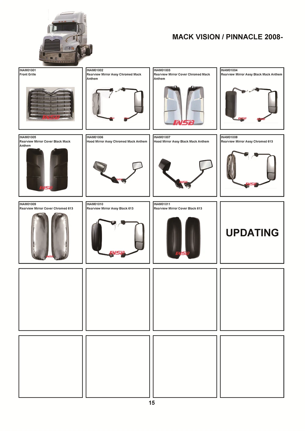 Mack Truck Front Grille For Mack Vision / Pinnacle 2008 Truck Spare