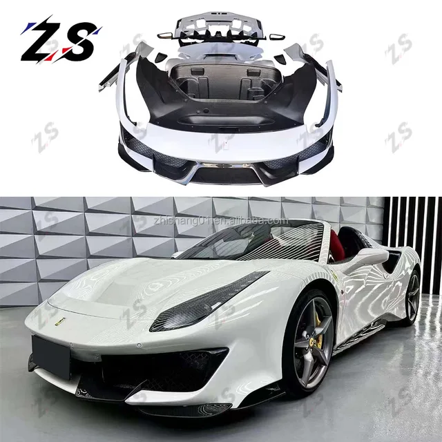 Dry carbon fiber body kit for ferrari 488 gtb upgrade pista modification aerodynamic kit front bumper lip auto parts