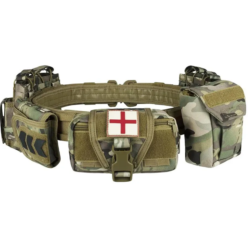 Multi-functional Sport Enthusiasts Outdoor Nylon Tactical Waist Utility Duty Belt with Quick Detach Metal Buckle