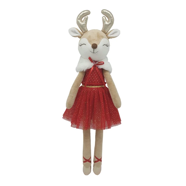 soft toys custom Factory Stuffed soft  Animals Mascot Fairground Embroidery Eyes Ballerina Plush Animal Reindeer Toy