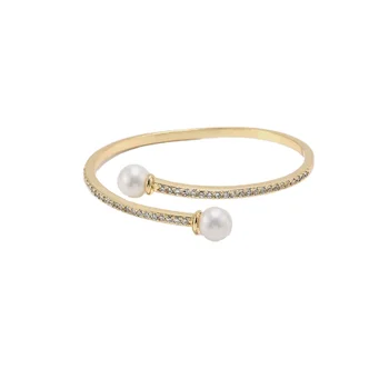 High-end brass gold-plated fashion simple pearl bracelet