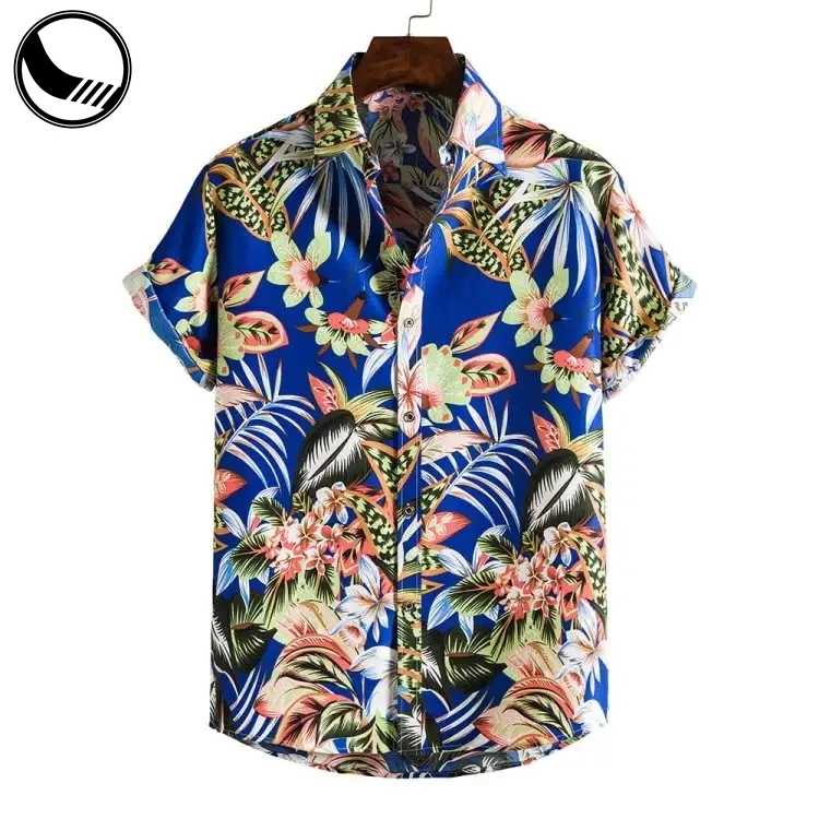 Silk Hawaiian Casual Shirt Beach Summer Shirts Men Golf  Button up Custom Printed Hawaiian Shirt manufacture