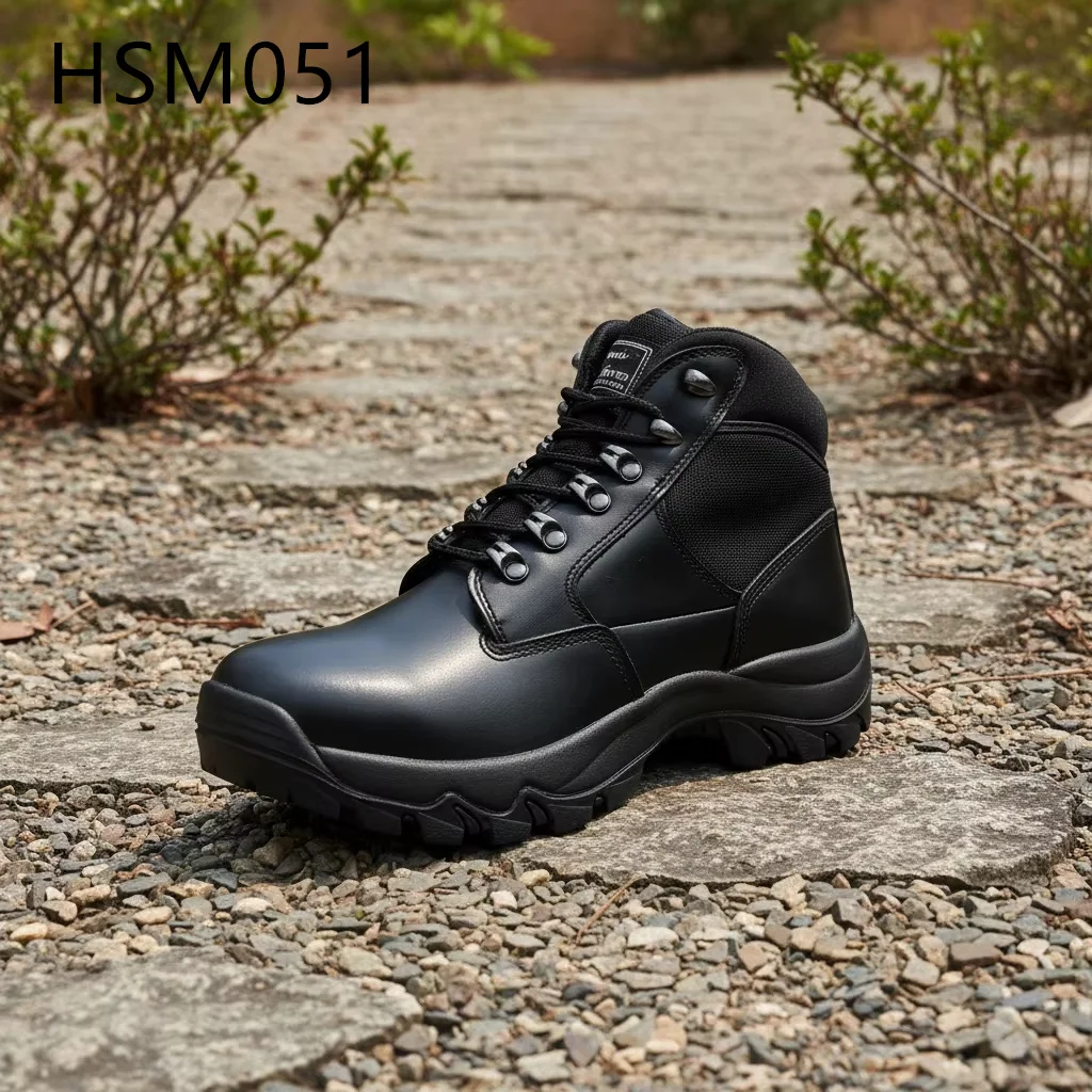 ZYF,Grassland Hiking Elevated Traction Rubber Sole Black Combat Boots Mid/low Cut Steel Toe Available Tactical Boots HSM135