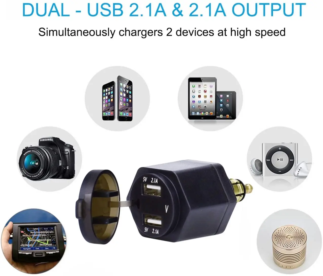 For DIN Hella Powerlet Plug to Dual USB Charger Adapter Voltmeter
