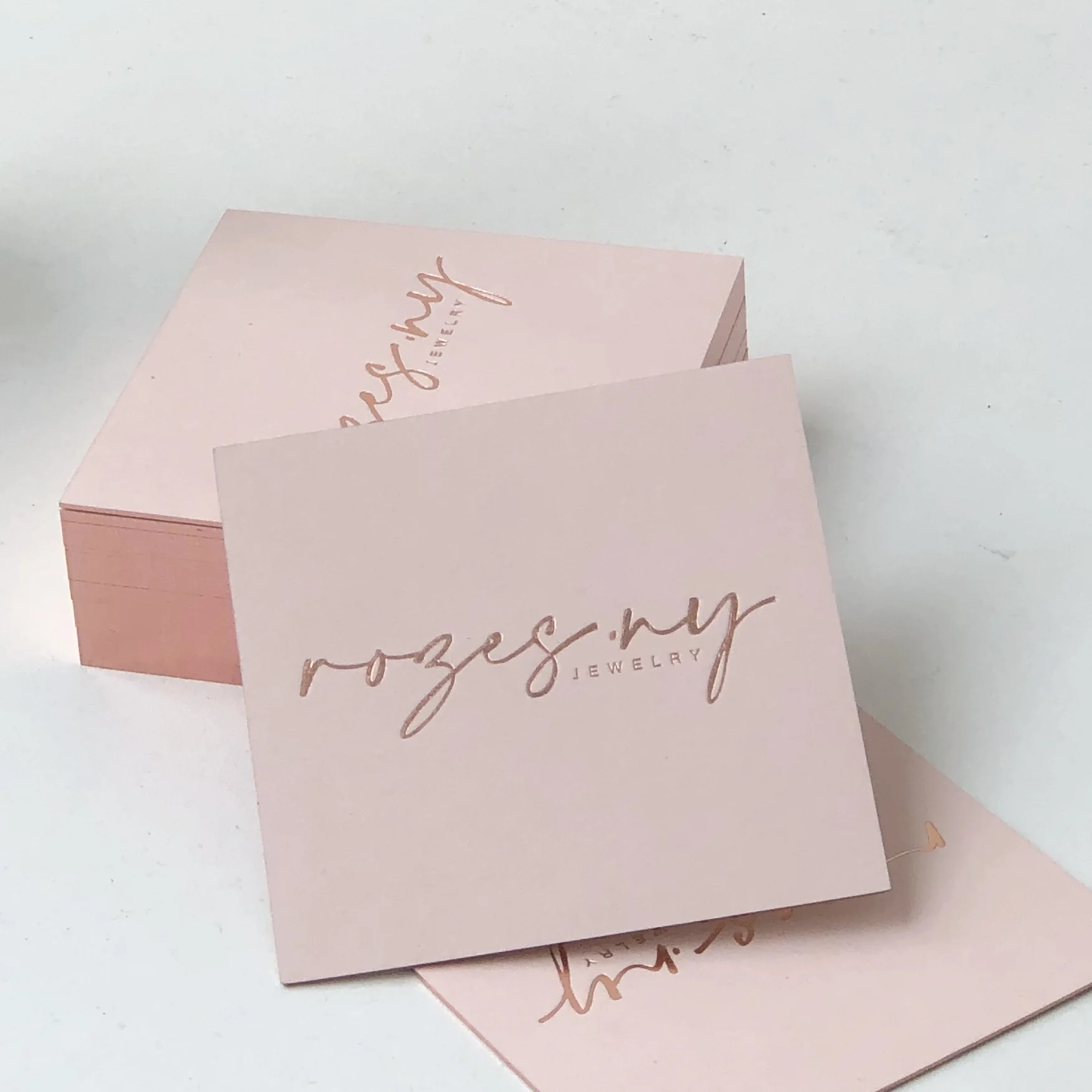 Custom Size Rose Gold Foil pink Business Card with Foil Edge Small square  Business Card for Thank You Supporting My Business