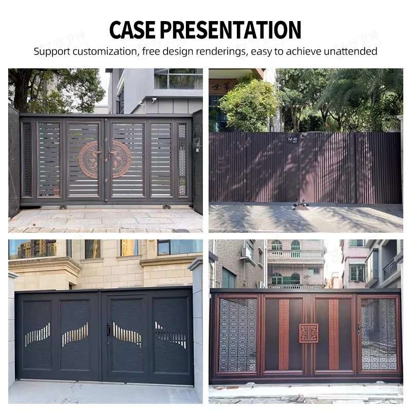 Modern Gate Fence Design Aluminum Patio Main Entrance Metal Folding Sliding Gate