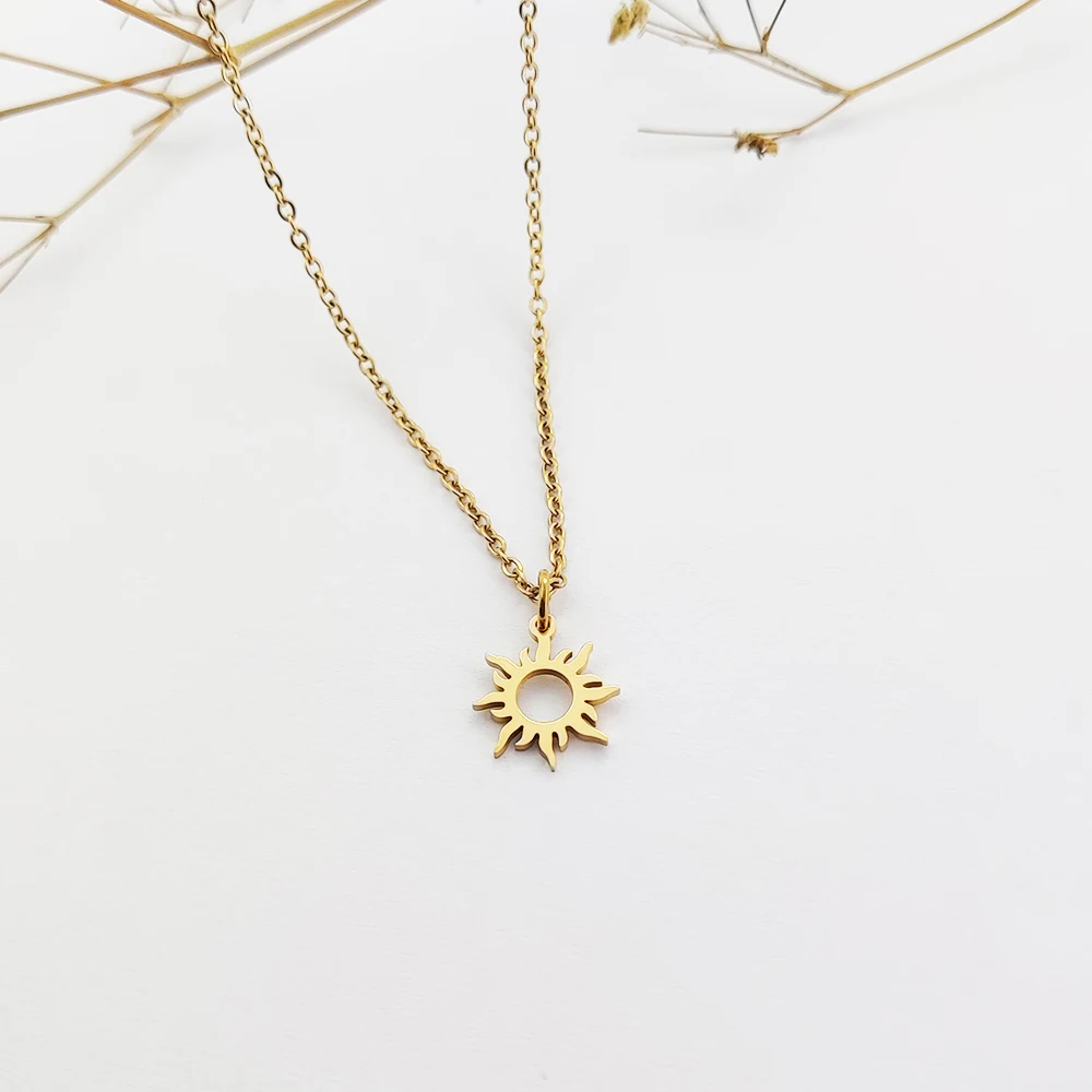 Collana Girocollo Oro Con Ciondolo Raggio Di Sole Ritagliato - Boho Vintage - Gioielli Donna In Lega