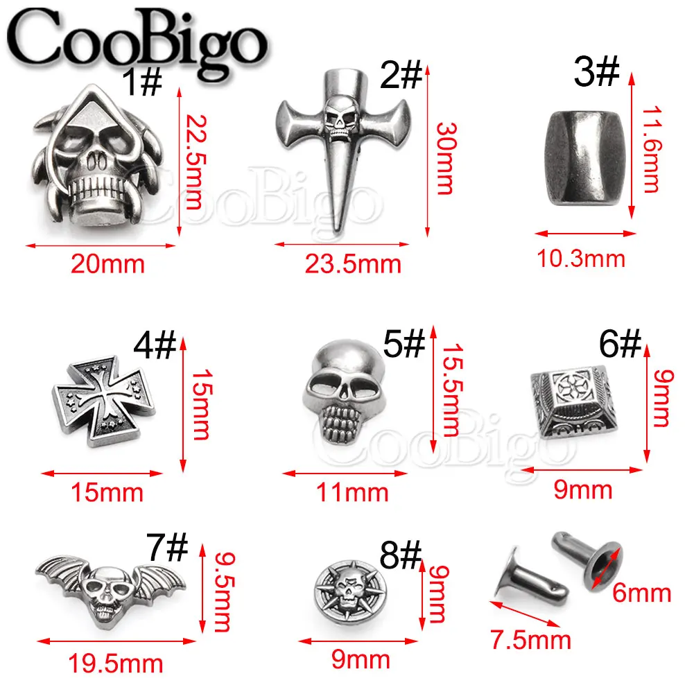 Металлические заклепки-гвоздики в виде черепа шипы стиле панк-рок ошейник для домашних животных браслет одежда тканевая сумка обуви кожаные аксессуары рукоделия детали