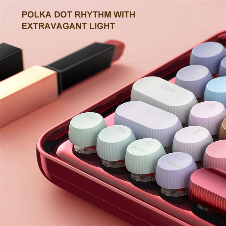 Rapoo Ralemo Pre5 Colorful Wired 79Keys Retro Women Girl Cute Mini Gaming Led Mechanical Keyboard Wireless