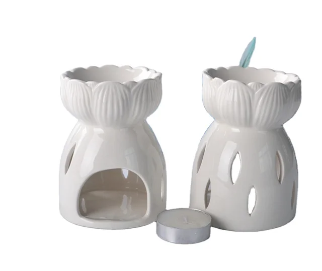 Luxury Ceramic Essential Oil Diffuser Candle Jar Burner and Wax Melt Warmer Pottery Oil Lamp with Fragrance Function