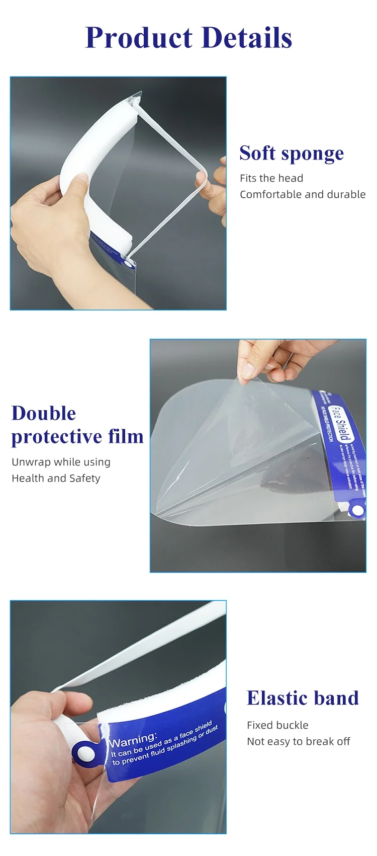 Medical Safety Face Protective Shield Mask With Elastic Band and Comfort Sponge For Eye Protection supplier