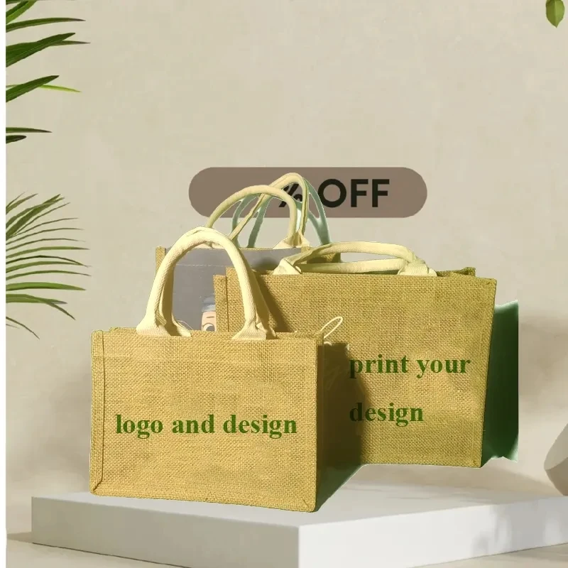 Wholesale Reusable Grocery Bag Shopping Tote Jute Burlap Bag With