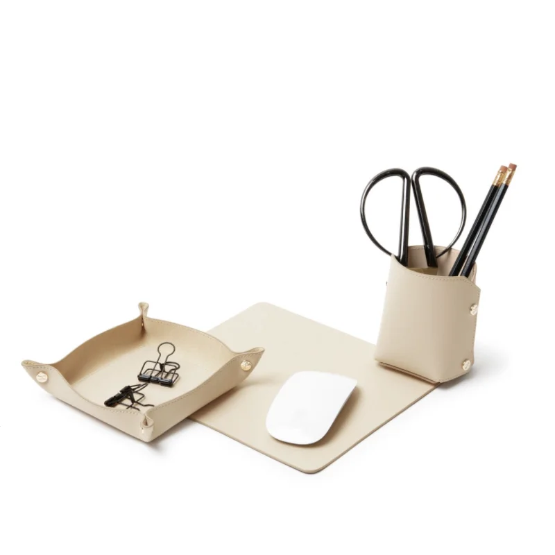 Modern Leather Desk Tray Set Office Organizer