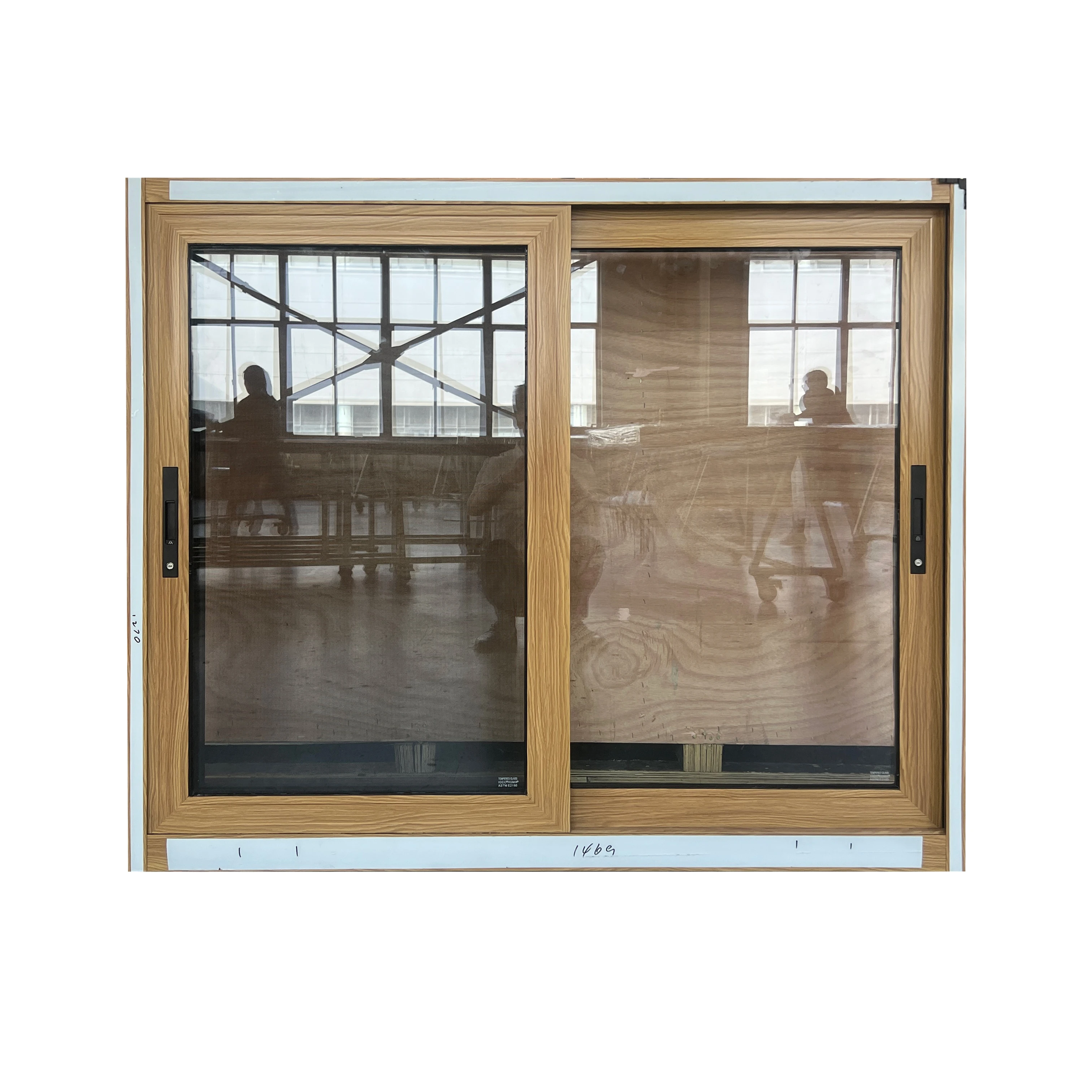 Minglei Aluminum Sliding Windows with Mosquito Screen Customized Design Wood Grain Color Glass Windows