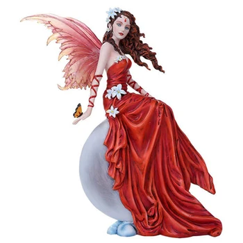 Wholesale Crimson Lilly Polyresin Beautiful Fairy Garden Figurine Fairies Collectible Resin Decor