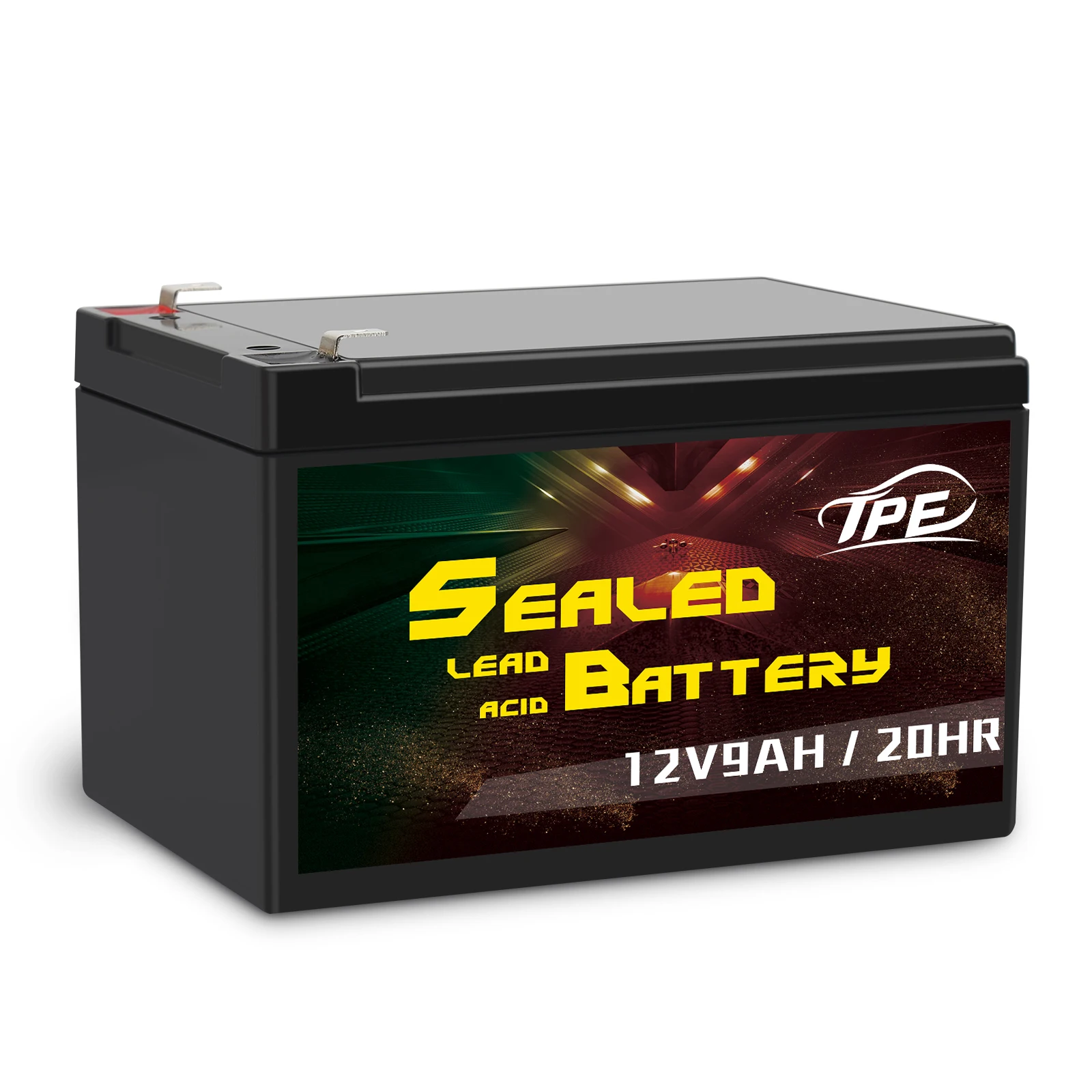 Precio de fábrica, venta al por mayor, impresión personalizada del logotipo, batería sellada de ácido-plomo 12V9Ah para iluminación de emergencia