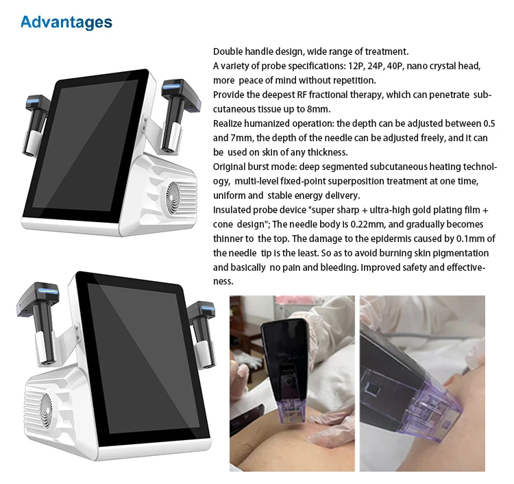RF Microneedle 40pin Needle Skin Tighten Wrinkle Remove Machine Rf Microneedling Device Microneedling Rf Fractional Resurfacing