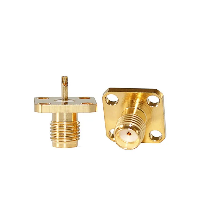 product coaxial connector sma kf gold plated flange connector female 4 hole sma connector-3