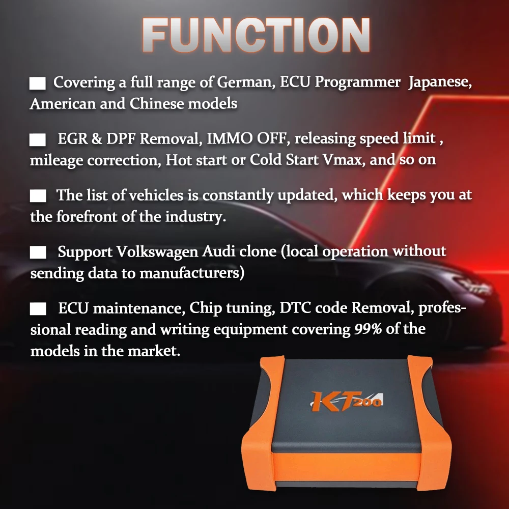 KT200 ECU Programmer Full Version Update Online  Support OBD/BOOT/BDM/JTAG Multiple Protocols Chip Tuning Tools