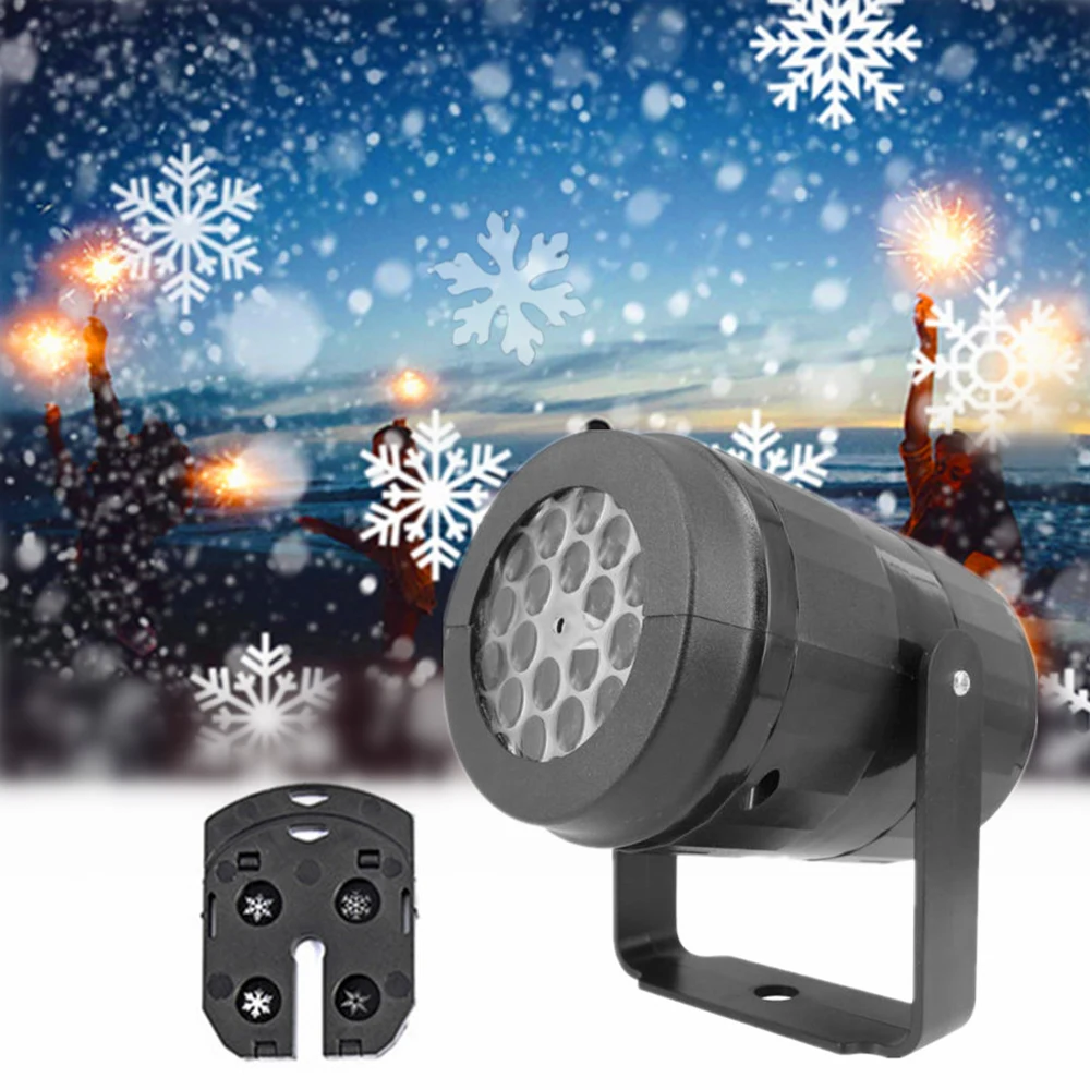 LED Christmas Snow Lights White Storm 360 Degree Rotating Projection Pattern Outdoor Landscape Lawn Laser Stage Spotlights