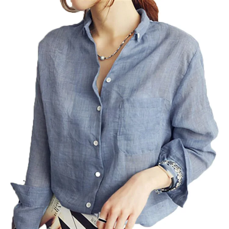 Loose Cotton Linen Women's Linen Shirt 