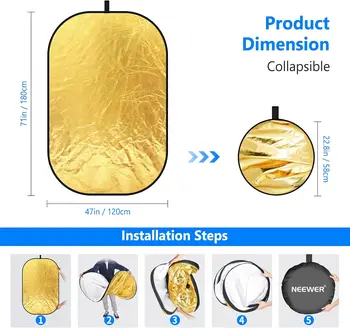 NEEWER 47"x71"/120x180cm Light Reflectors for Photography, Portable 5 in 1 Collapsible Multi Disc with Bag - Translucent detail image