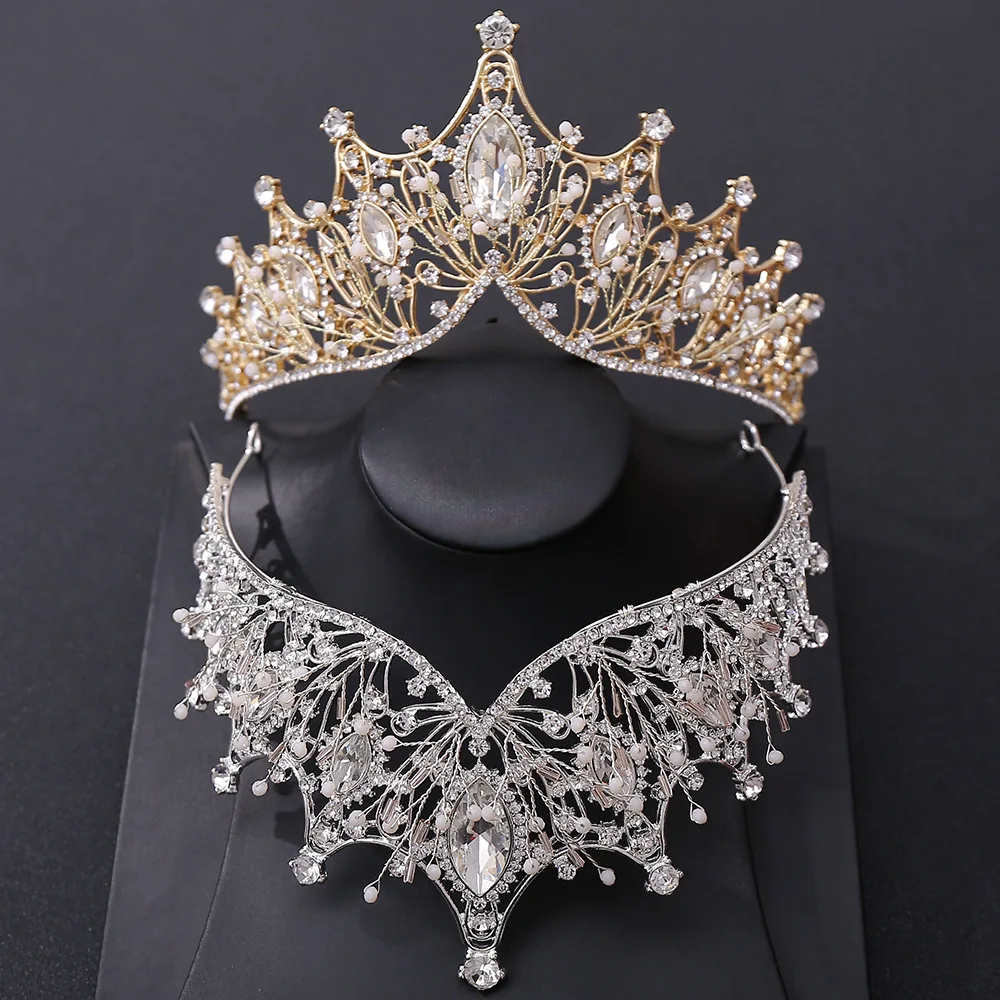 复古复古titaras新娘水钻镶钻皇冠为女士结婚头饰头带钻石为新娘 - bu