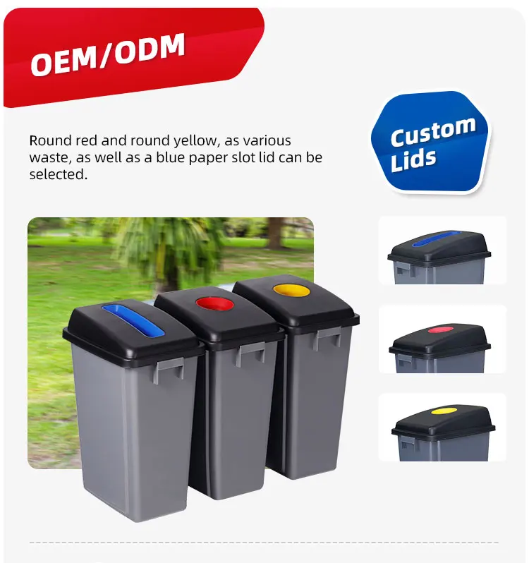 Outdoor Plastic 3 Compartments recycle garbage bin Waste Bin trash can details