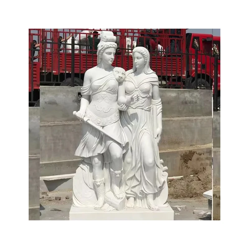 PAIA Modern Eastern Design Hand-made Polished Marble Woman Statue Durable Attractive Coffee Table for Inside House Decoration